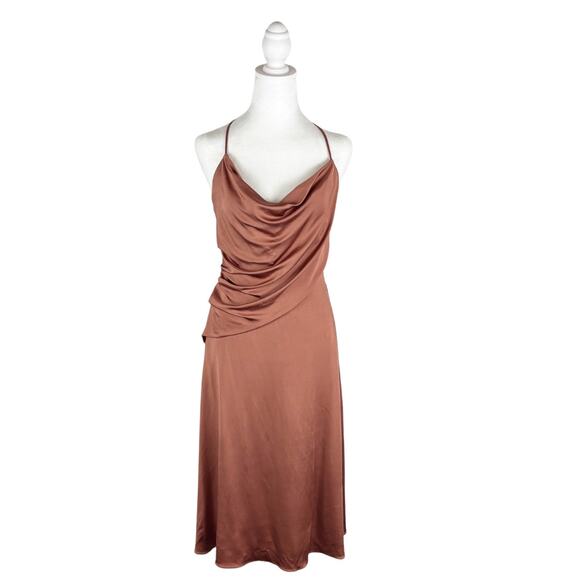 Et Ochs Nora Halter Cut Out MIdi Dress 6 NEW Brown - Picture 6 of 14